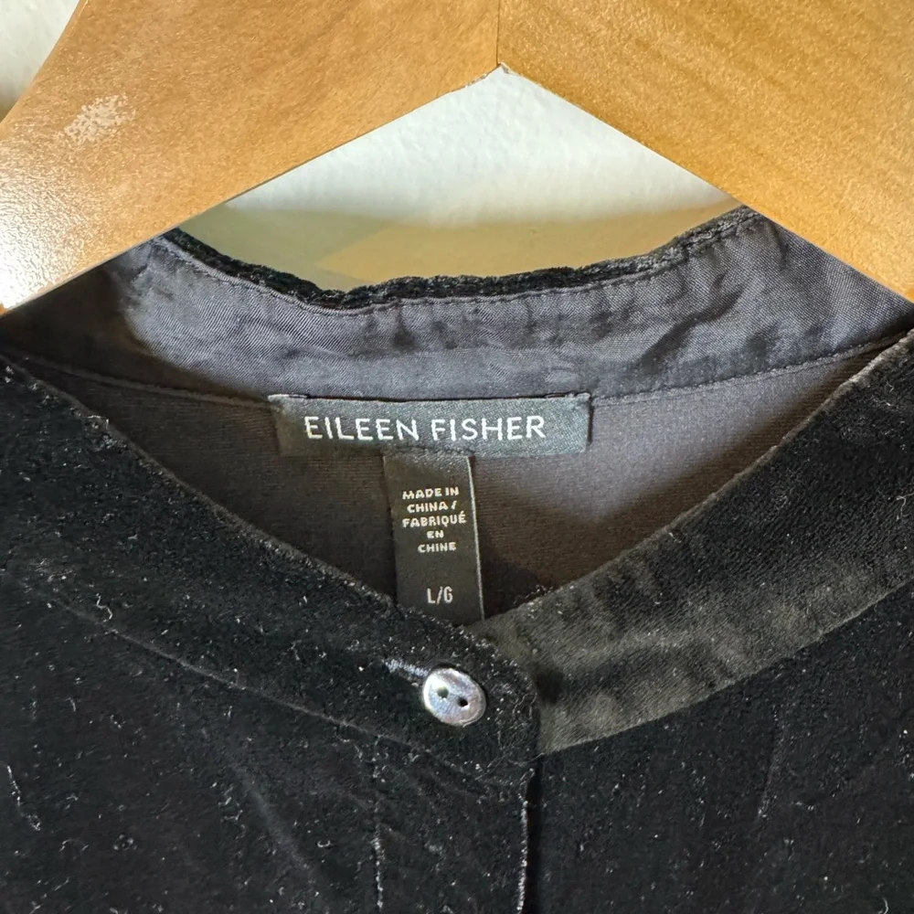Eileen Fisher Black Velvet Mock Neck Tunic Top Sz. L - Picture 5 of 5